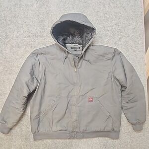 VTG Wolverine Jacket Mens XXL Lined Canvas Hooded Zip Grunge Brown Tonal Y2K BUB